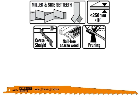 Pistosahanterä 300mm HCS Basic