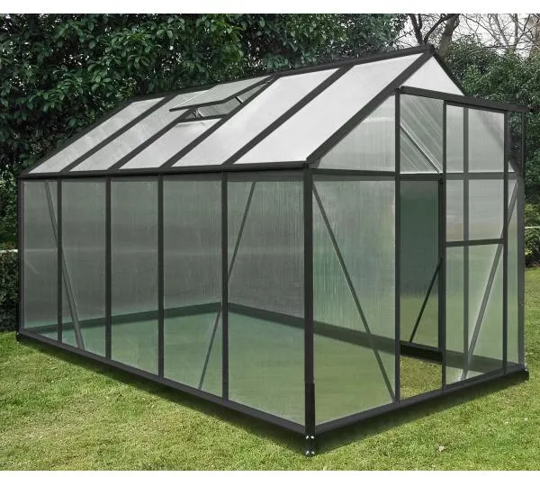 Polykarbonaattikasvihuone musta 191x313x191cm