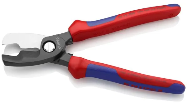 Knipex-kaapelileikkuri kaksoisleikkuureunalla, ruskeasävyinen, monikomponenttikahvalla 200 mm