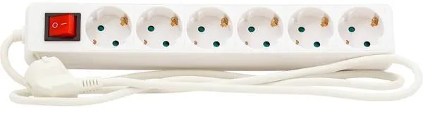 Pistorasia, jossa kytkin, 6 maadoitettua pistorasiaa, 1,5 m 3G1