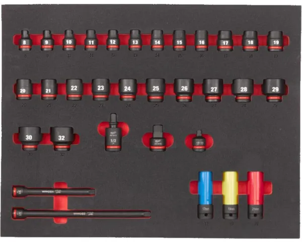 Milwaukee Iskusokelisarja vaahtomuovissa 1/2 k 32 osaa